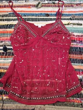 Y2k Top Rhinestones Beaded Tank Top Made In India Beaded Y2k style Tank Small